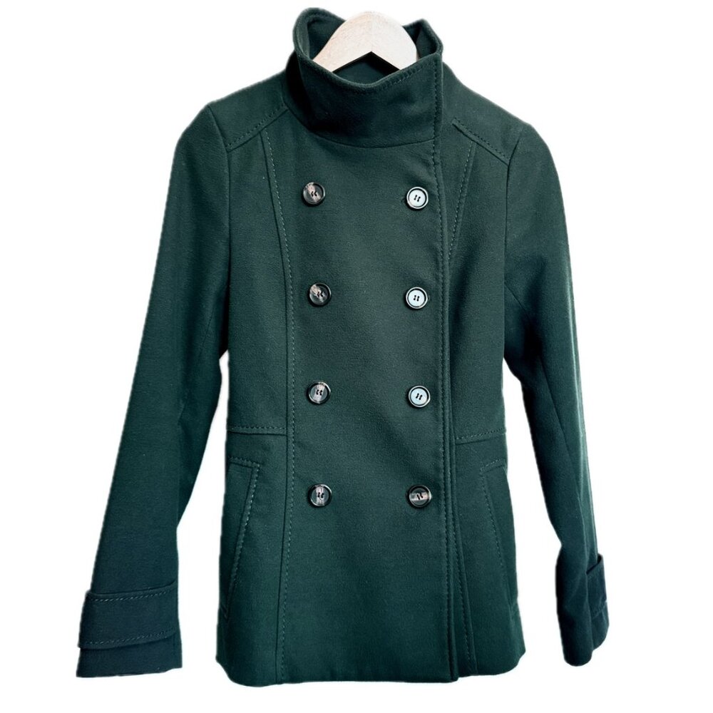 H&M Forest Green High Collar Peacoat